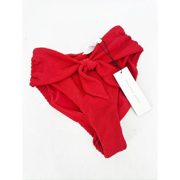Veronica Beard Azoia Vintage Red Tie Front High Waisted Bikini Bottoms Sz M NWT - Picture 2 of 5